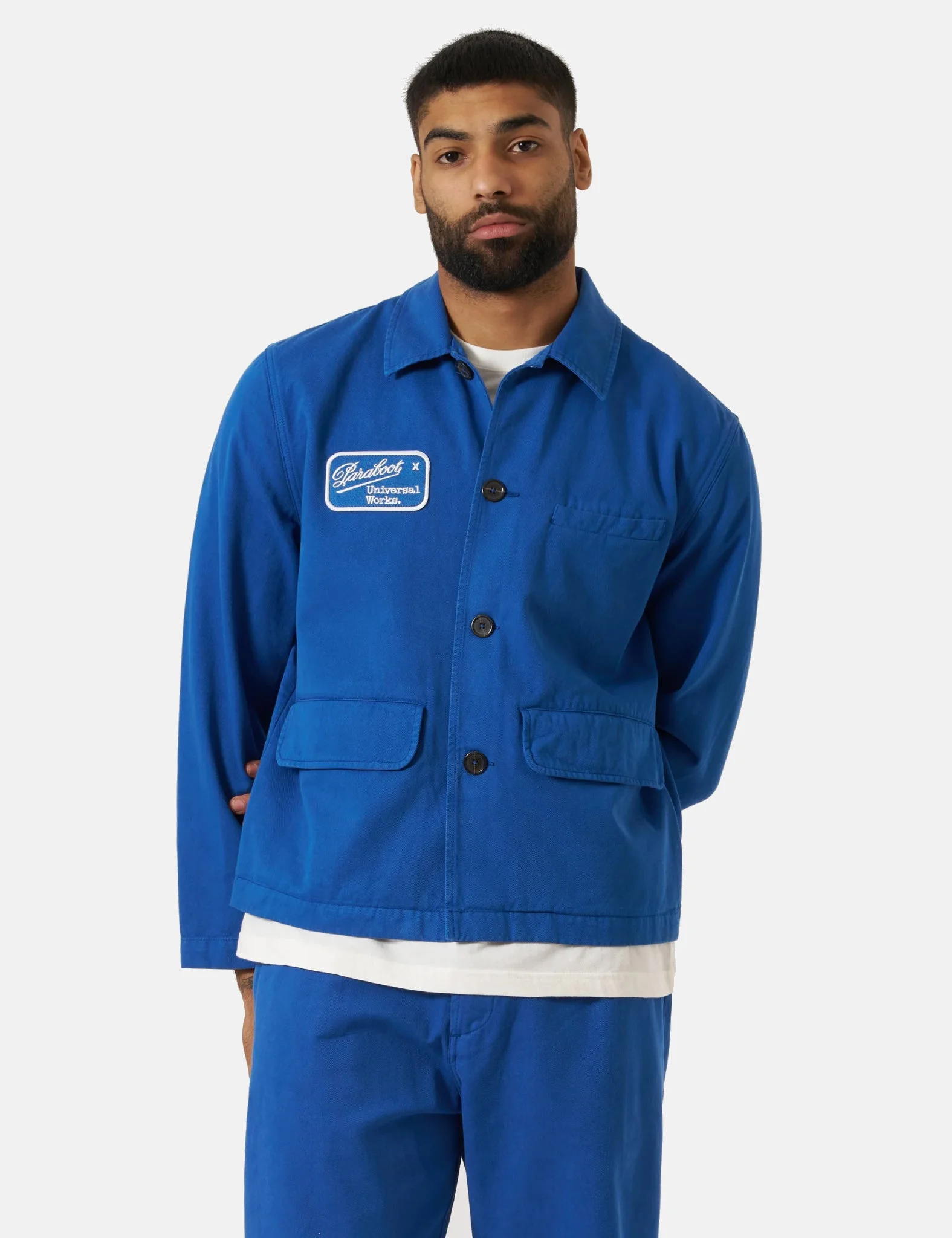 バーバリーブルーレーベル ワークジャケット Universal Works x Paraboot Warmus Jacket (Derek Twill) - Blue