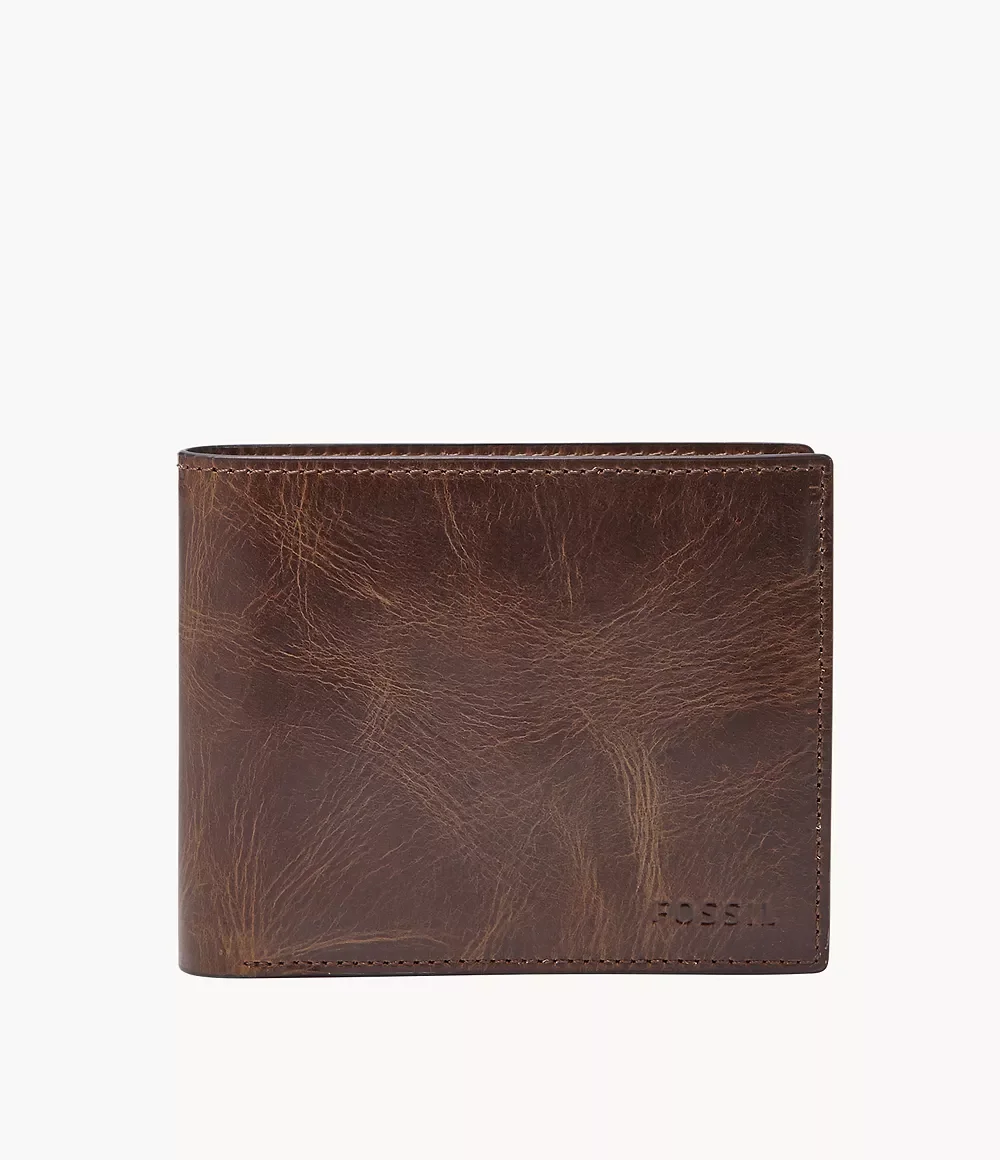 Fossil Men's Derrick Rfid Large Coin Pocket Bifold - Brown