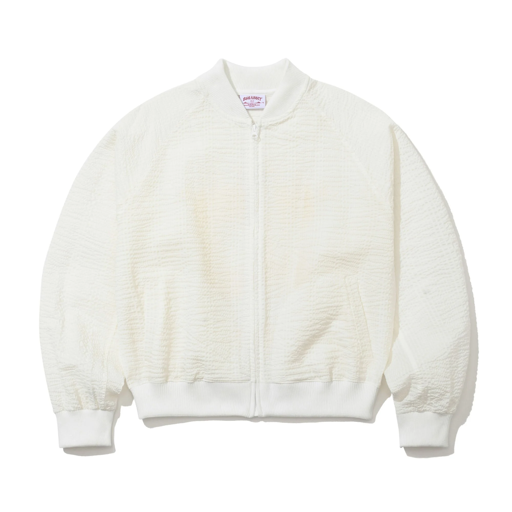 Sheer Cotton Bomber Jacket Off White | BSRABBIT - Borderfree