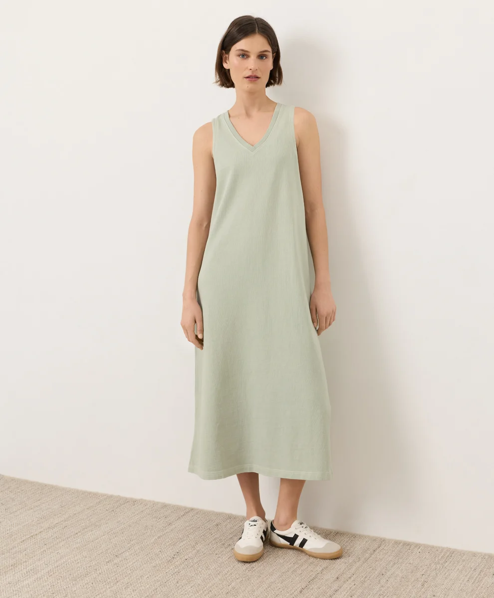 Organic Weekends Tank Dress by pact in Washed Seagrass Fair Trade, Womens Size X-Small