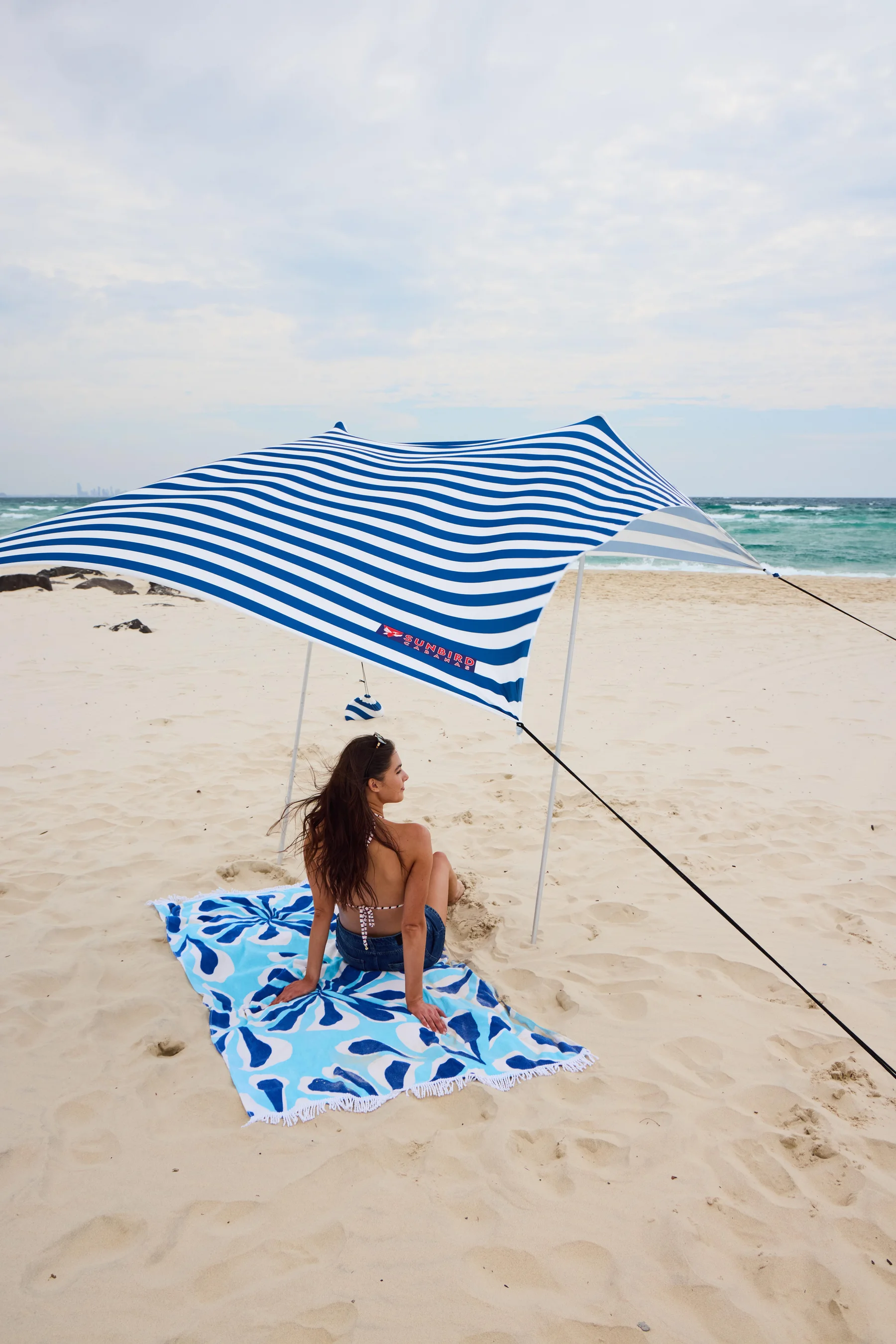 Sunbird Beach Sunshade in White/Blue by City Beach