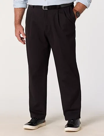 Big & Tall Men's Waist-Relaxer Pleated Twill Pants by DXL Big + Tall