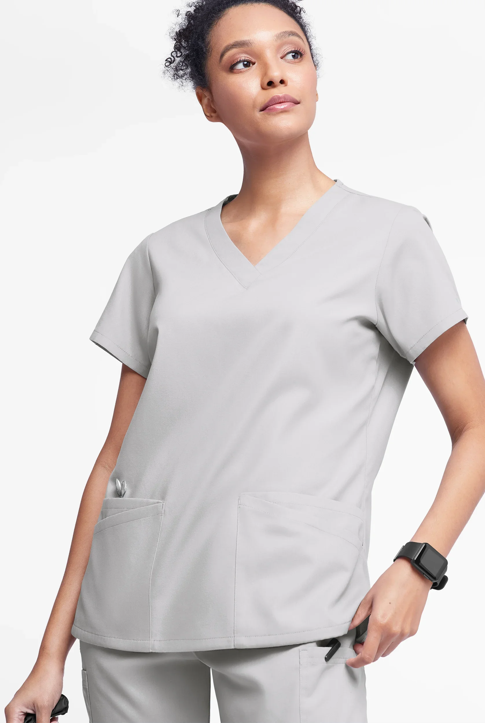 Butter-Soft Originals Women's 6-Pocket V-Neck Scrub Top - Size XL - Silver