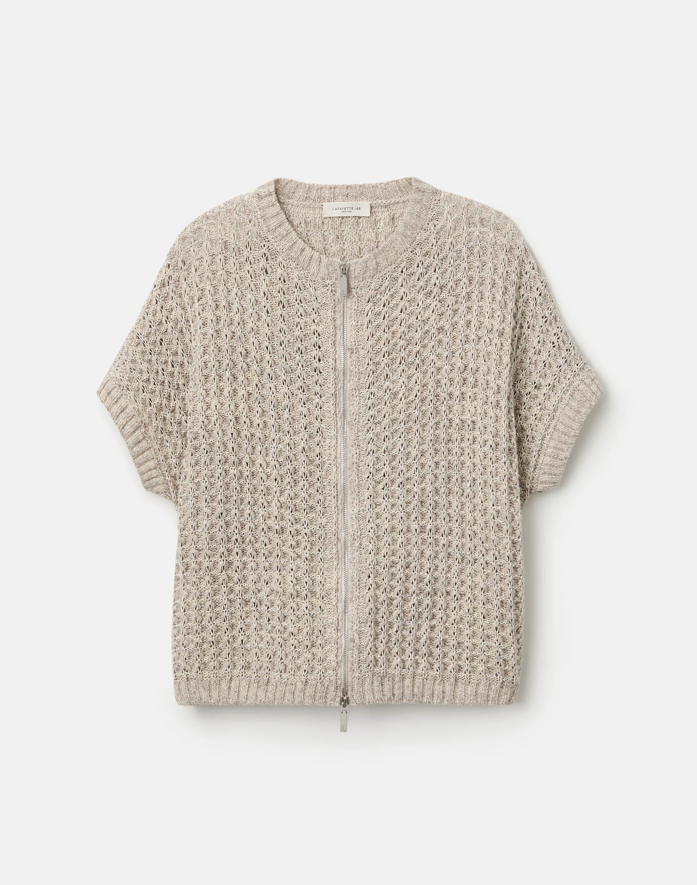 Lafayette 148 NY Petite Metallic Linen Cotton Pointelle Sweater by Lafayette 148 New York
