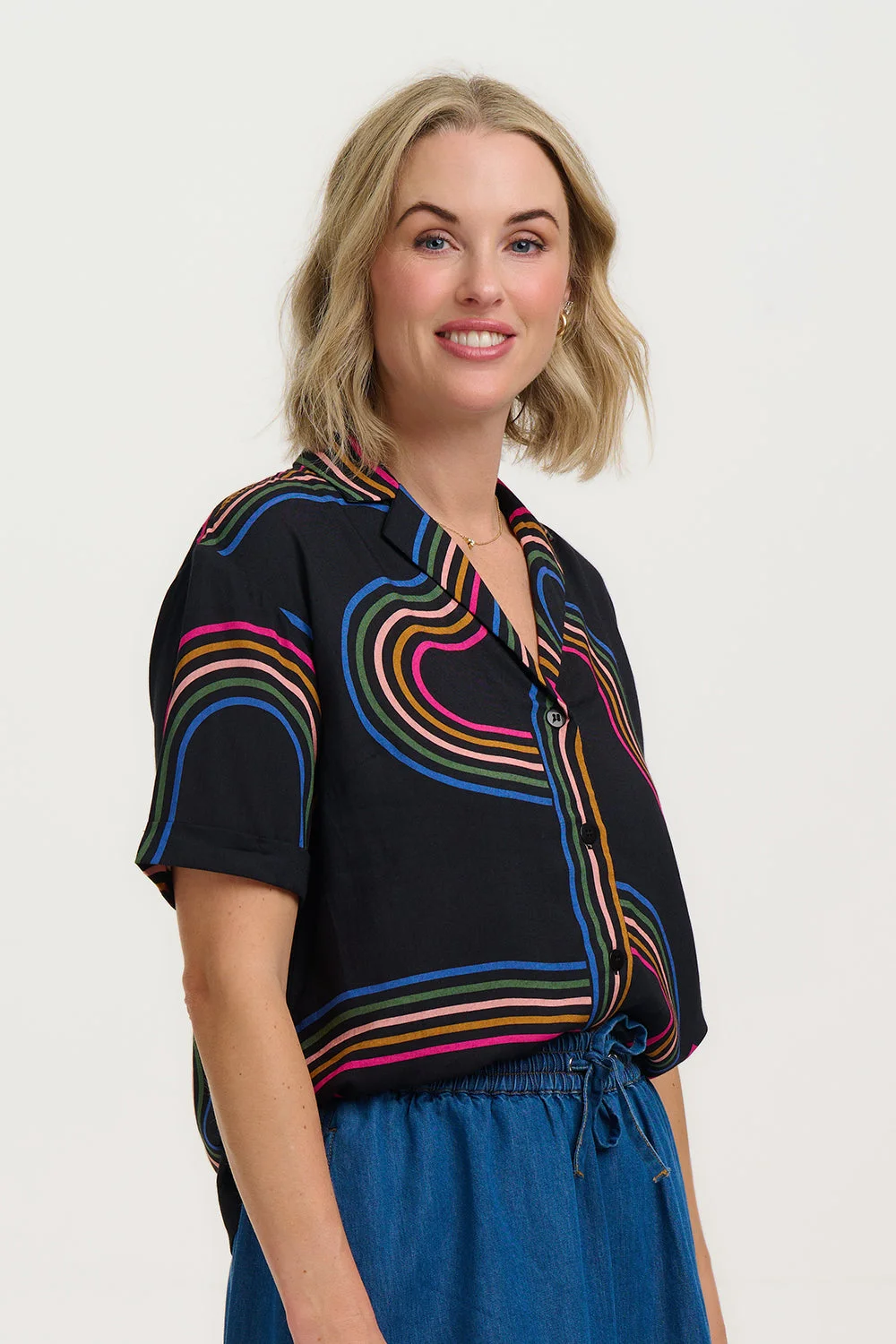 Odele Shirt - Black, Retro Racer by Sugarhill Brighton