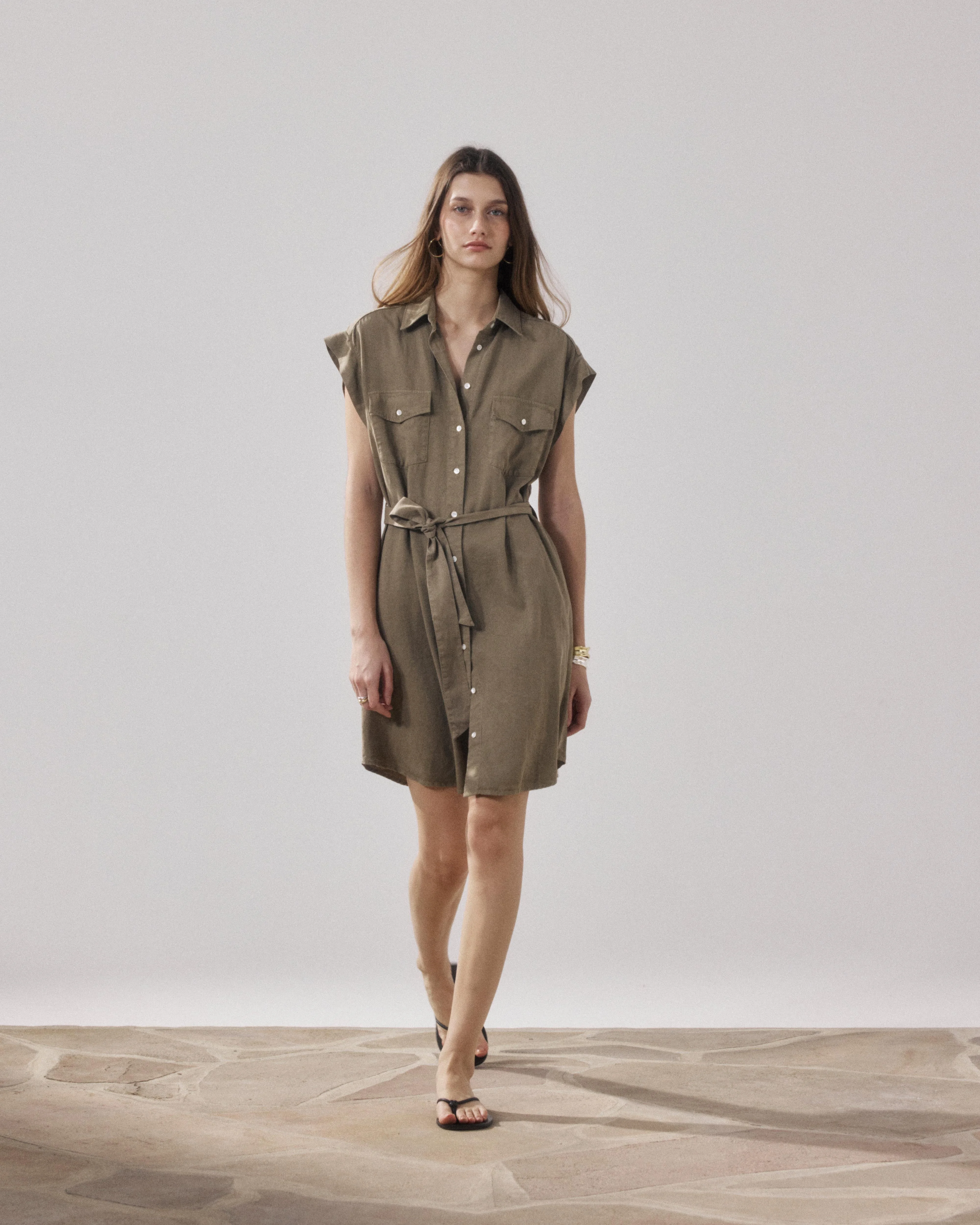 Robina Women's Khaki Lyocell & Cotton Dress by Hartford