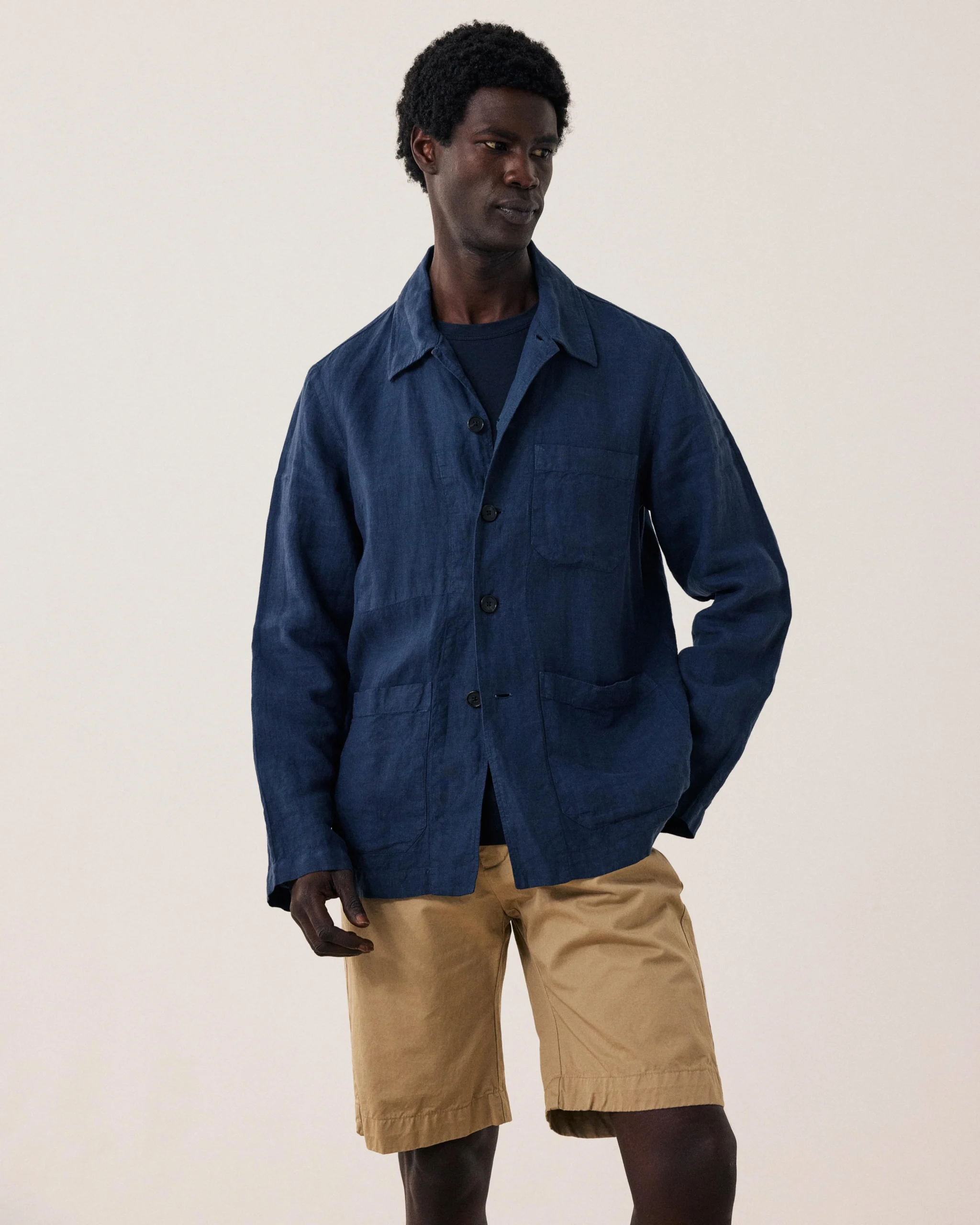 Perry Men's Navy Blue Linen Jacket | Hartford - Borderfree