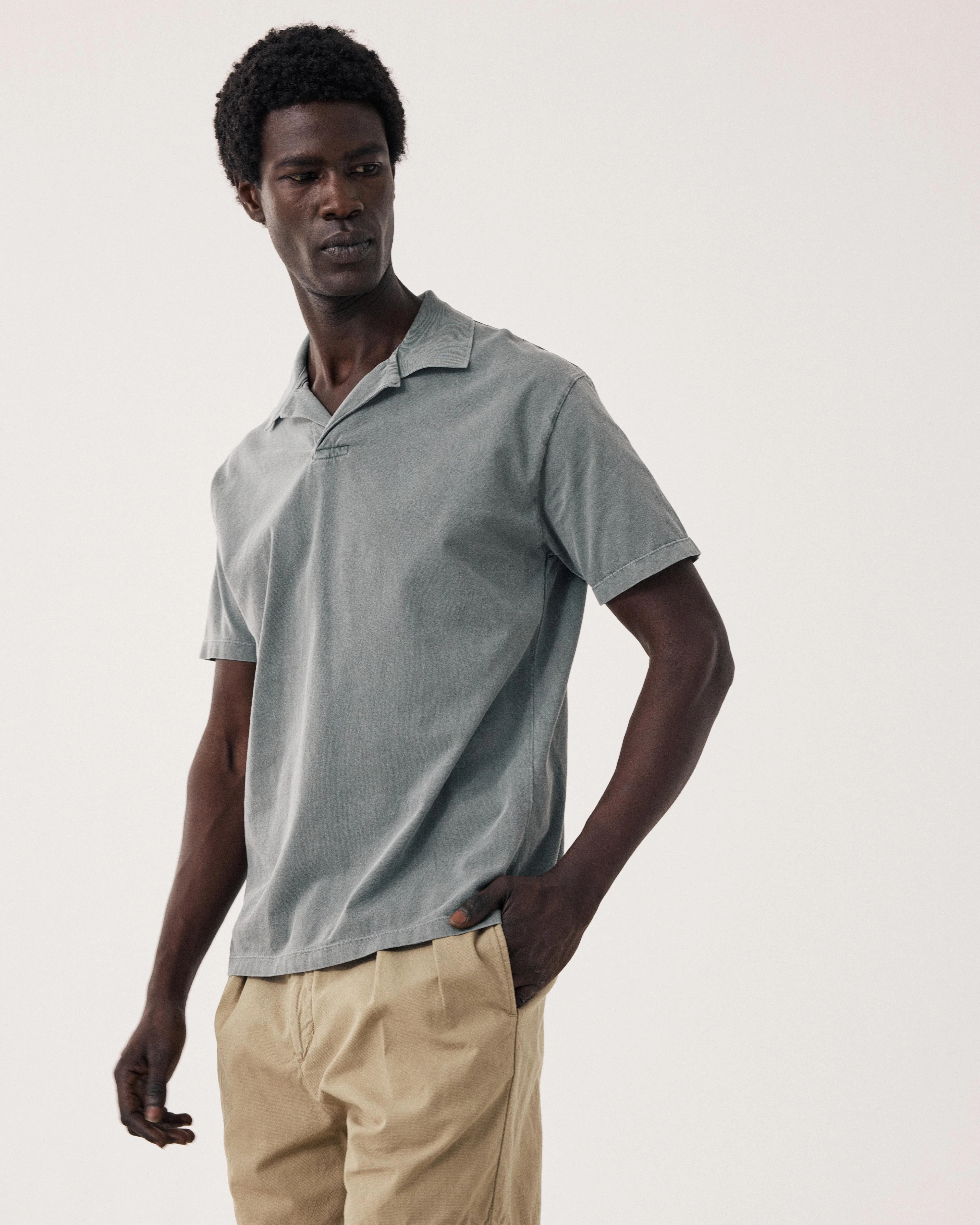 Men's Cactus Green Terry Polo by Hartford