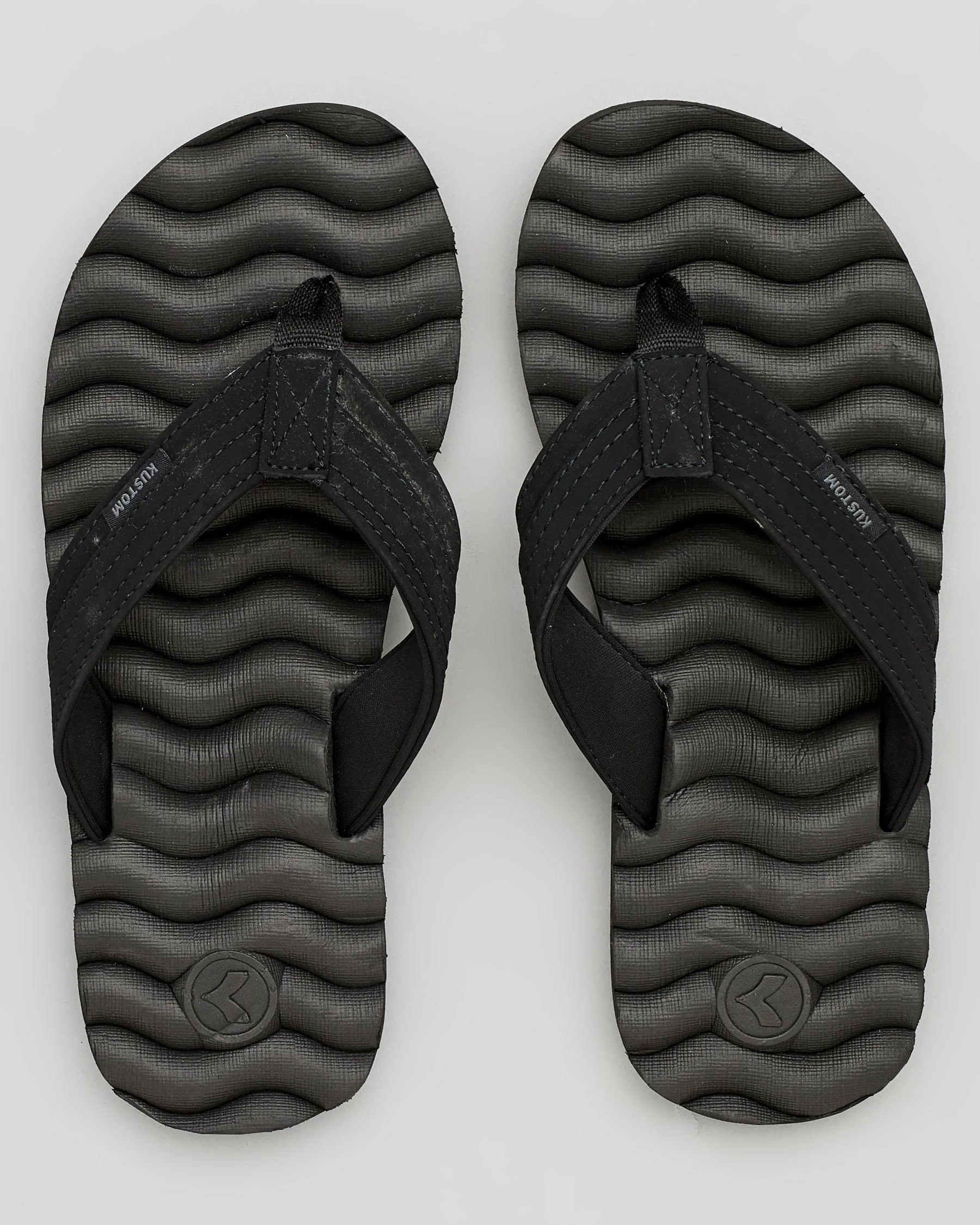 Kustom Mens' Hummer Iii Flip Flops Slippers in Black | Size 11 by City Beach