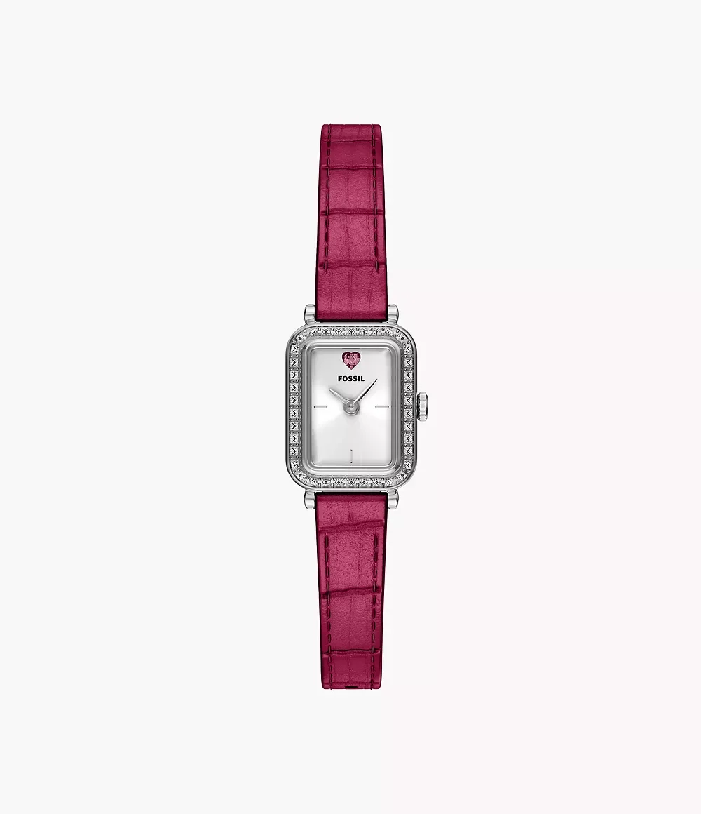 Fossil Women's Raquel Mini 18 Mm Two-Hand Pink Leather Watch - Pink