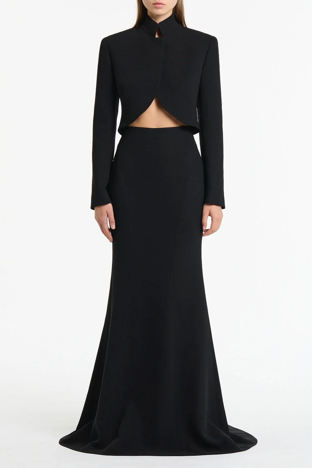 BLACK CREPE CROP JACKET | Carla Zampatti - Borderfree
