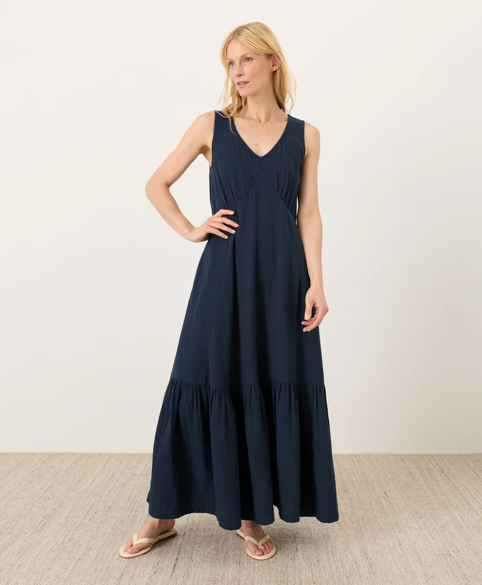 beach to brunch dress pact Organic clearance Coastal Double Gauze Maxi by in Navy Fair Trade, Womens Size Medium | Pact MAGGIE STRAP V-NECK DRESS Made from 100% organic Color:Black and White Oversized Floral bridal mini dress 2025