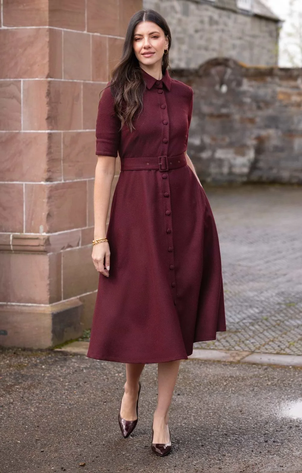 Ladies House of Bruar Merino Flannel Button Dress | House of Bruar