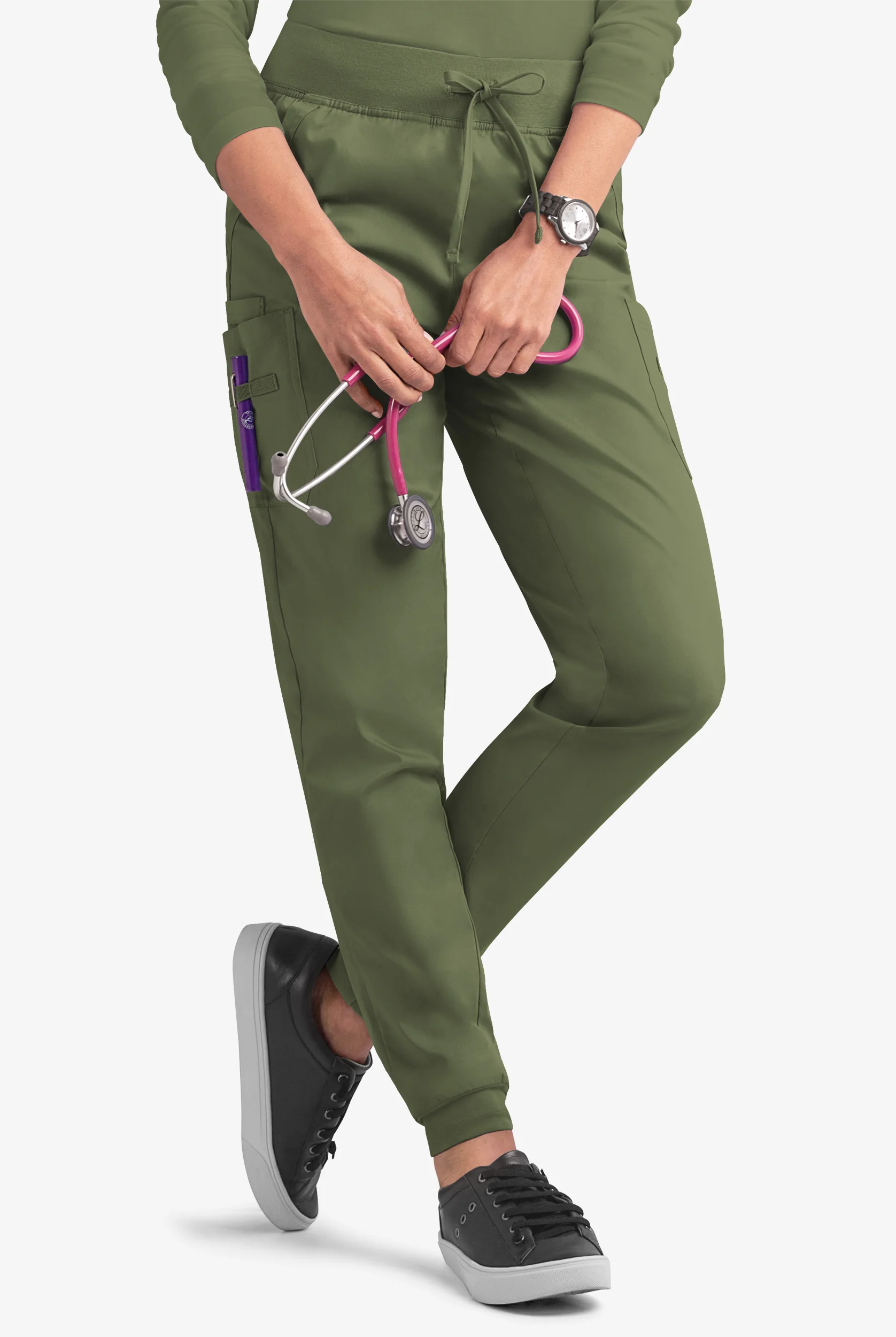 UA Butter-Soft STRETCH Women's 5-Pocket Cargo Jogger Scrub Pants - Petite Size S, - Light Olive by Uniform Advantage