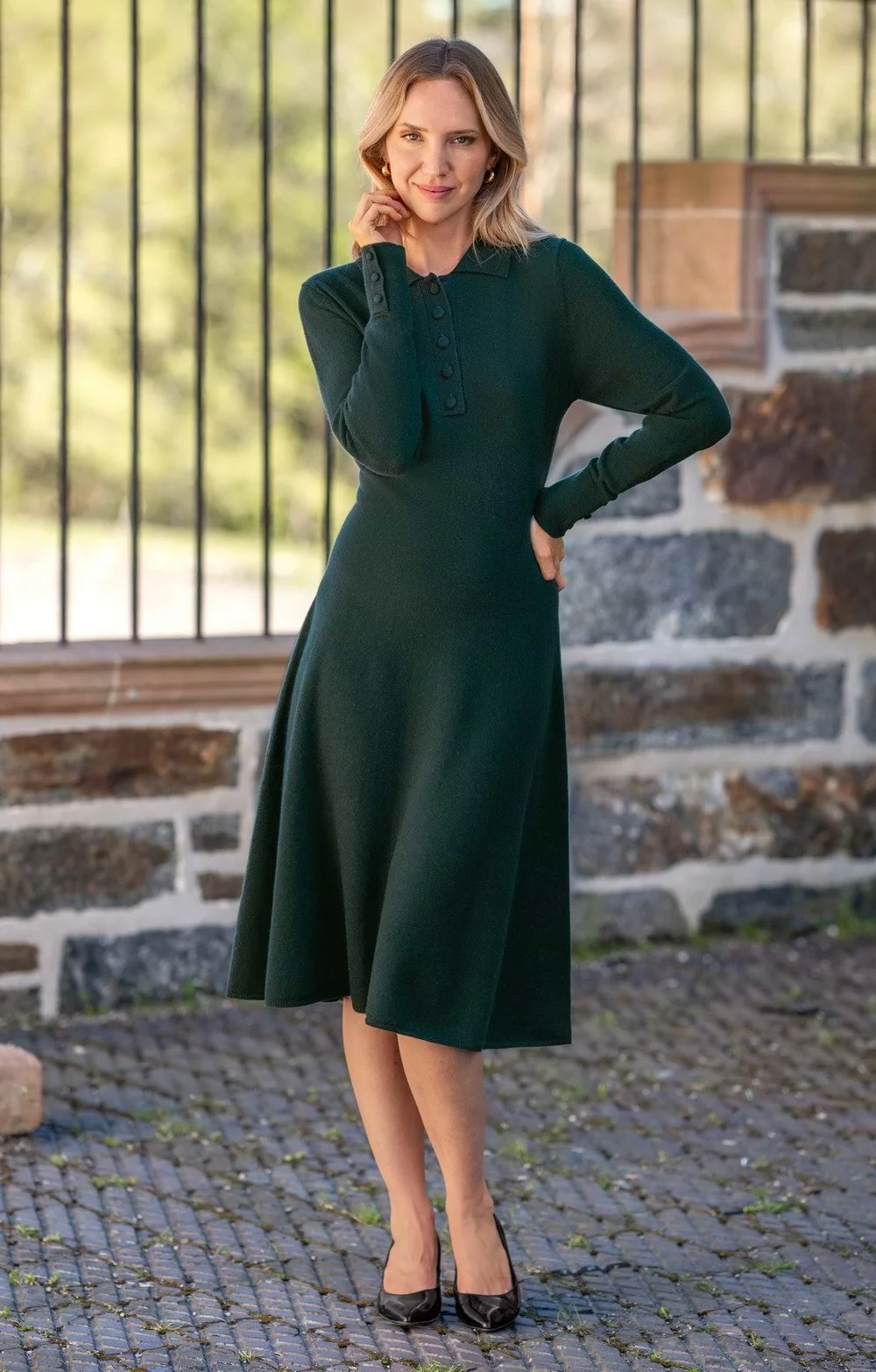 House Of Bruar Ladies Merino Cashmere Blanket Stitch Dress