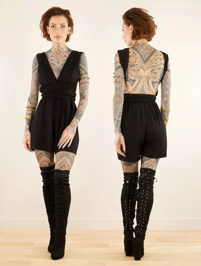 "Wakiza" short infinity playsuit, Black One size by Toonzshop