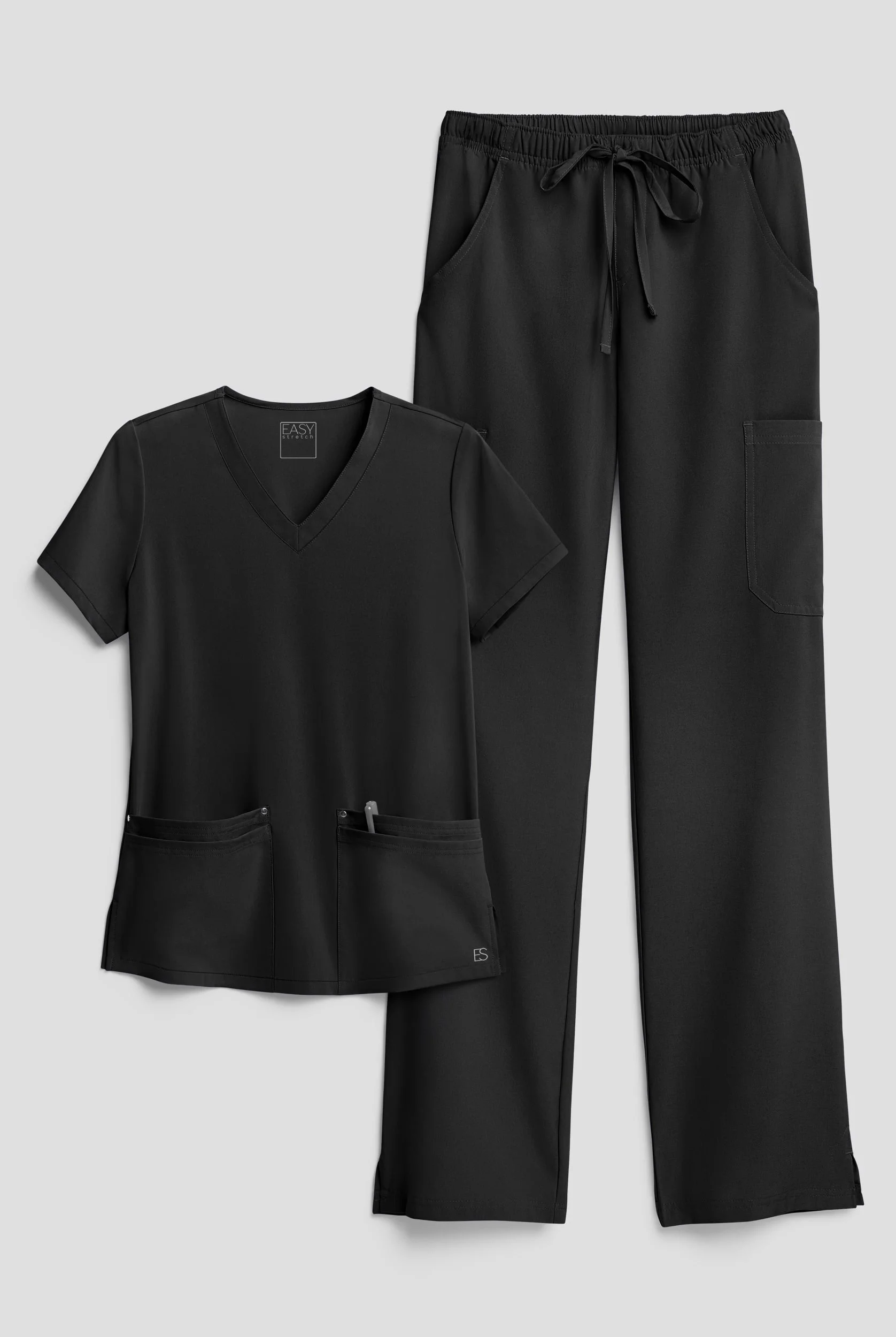 Easy Stretch Women's 8-Pocket Scrub Set - Size L - Onyx Black | Uniform ...
